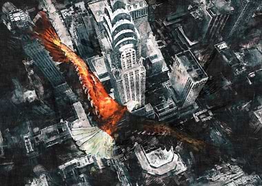 Eagle over New York sketch by J.P. Voodoo