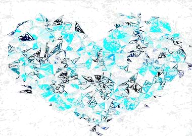 blue heart shape abstract with white abstract back