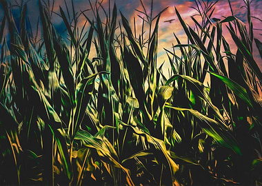 Field Mouse View In A Cornfield