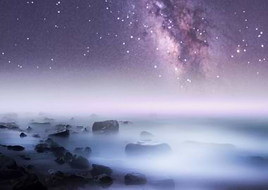Purple space over the sea