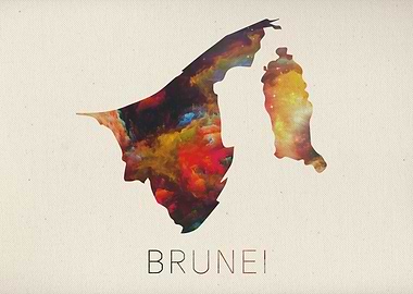 Brunei Watercolor Map