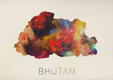 Bhutan Watercolor Map