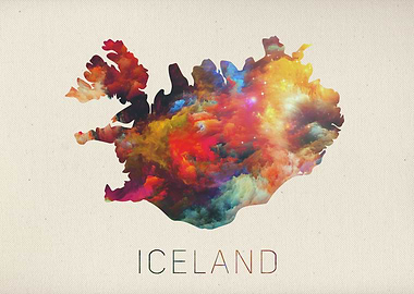 Iceland Watercolor Map
