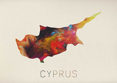 Cyprus Watercolor Map