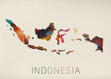 Indonesia Watercolor Map