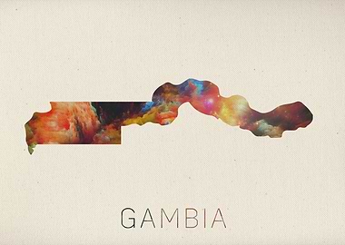 Gambia Watercolor Map
