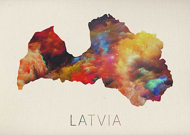 Latvia Watercolor Map