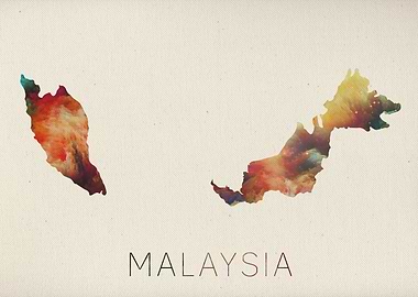 Malaysia Watercolor Map