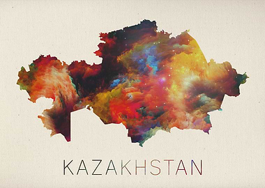 Kazakhstan Watercolor Map