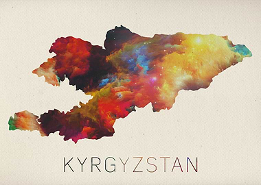Kyrgyzstan Watercolor Map