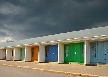 colourful beach huts Bournemouth dorset uk