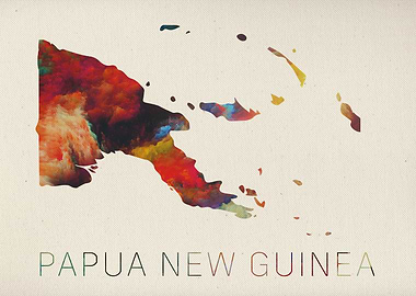 Papua New Guinea Watercolor Map