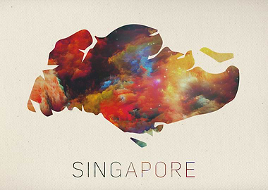 Singapore Watercolor Map