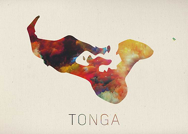 Tonga Watercolor Map