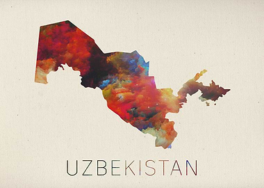 Uzbekistan Watercolor Map