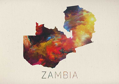 Zambia Watercolor Map