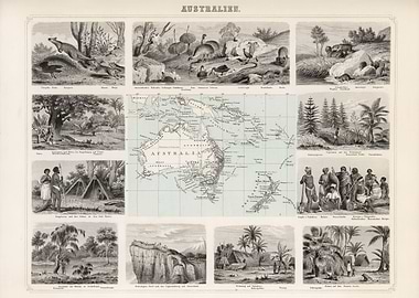 Australia vintage map - 1863