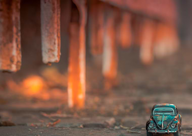 Miniature VW Beetle - Flower Power Time.