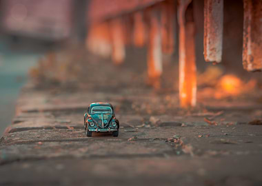 Miniature VW Beetle - Flower Power Time.