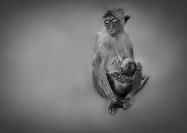 monkey with her baby