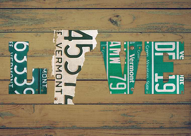 Vermont State License Plate Love Sign