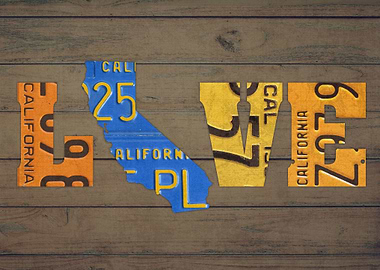 California State Love License Plate Art Phrase