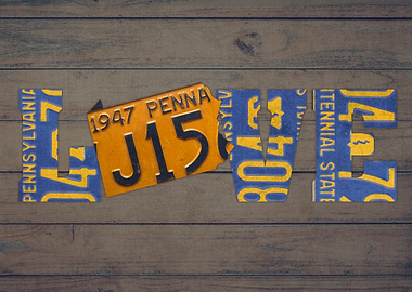 Pennsylvania State Love License Plate Art Phrase
