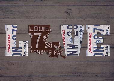 Louisiana State Love License Plate Art Phrase