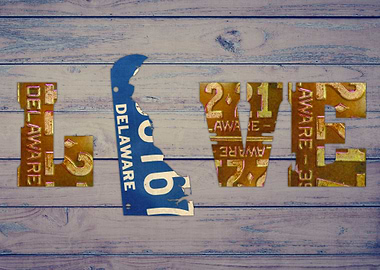 Delaware State Love License Plate Art Phrase