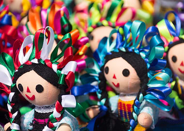 Photograph of some mexican traditional dolls