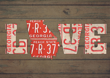 Georgia State Love License Plate Art Phrase