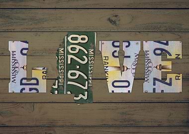 Mississippi State Love License Plate Art Phrase