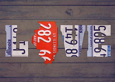 Illinois State Love License Plate Art Phrase
