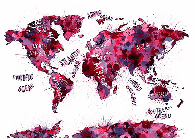 world map color splatter red 2