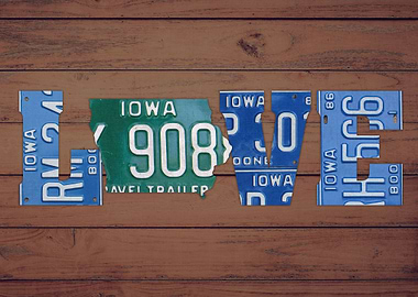 Iowa State Love Heart License Plates Art Phrase