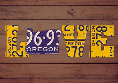 Oregon State Love Heart License Plates Art Phrase