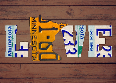 Minnesota State Love Heart License Plates Art Phra