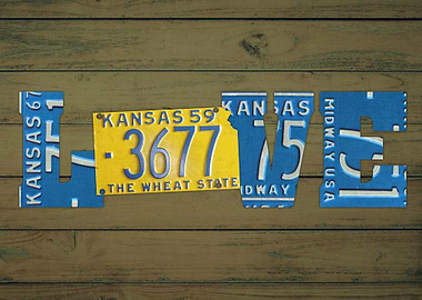Kansas State Love Heart License Plates Art Phrase
