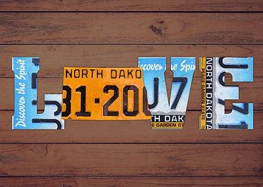 North Dakota State Love Heart License Plates Art P