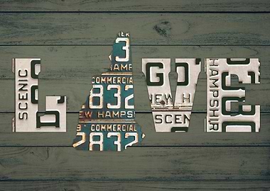 New Hampshire State Love Heart License Plates Art