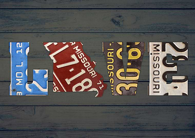 Missouri State Love Heart License Plates Art Phras