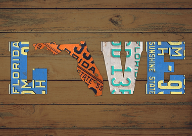 Florida State Love Heart License Plates Art Phrase