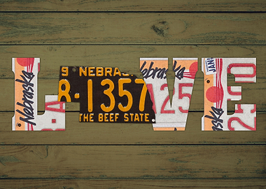 Nebraska State Love Heart License Plates Art Phras