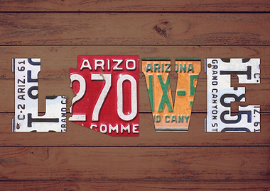 Arizona State Love Heart License Plates Art Phrase