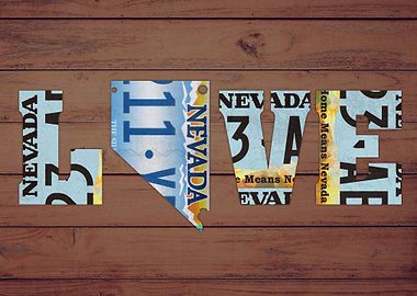 Nevada State Love License Plate Art Phrase