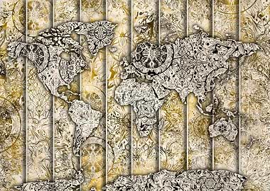 world map mandala vintage 2