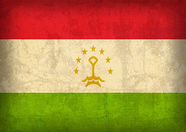 Tajikistan Country Flag on Distressed Canvas