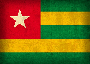 Togo Country Flag on Distressed Canvas