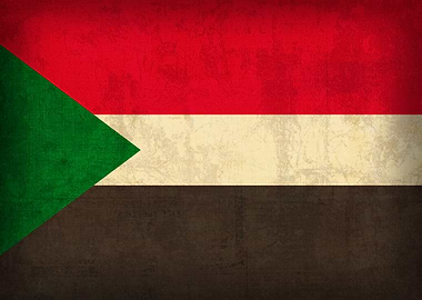 Sudan Country Flag on Distressed Canvas