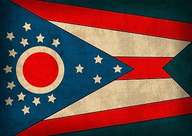 Ohio State Flag on Distressed Canvas